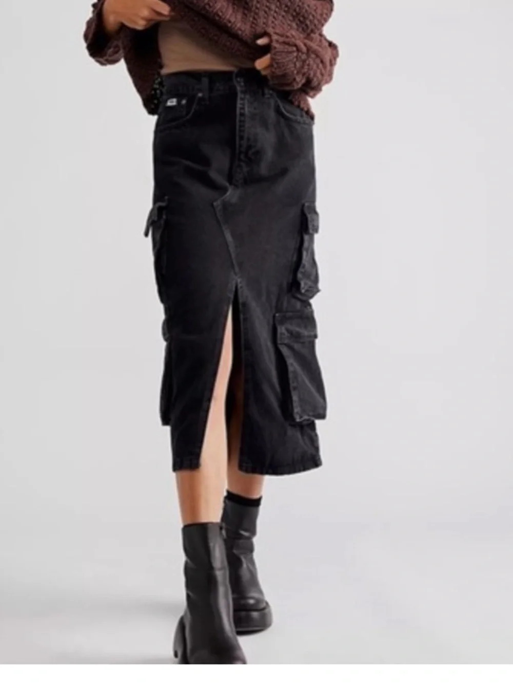 The Ragged Priest Combat Soda Midi Skirt size 4 black/gray